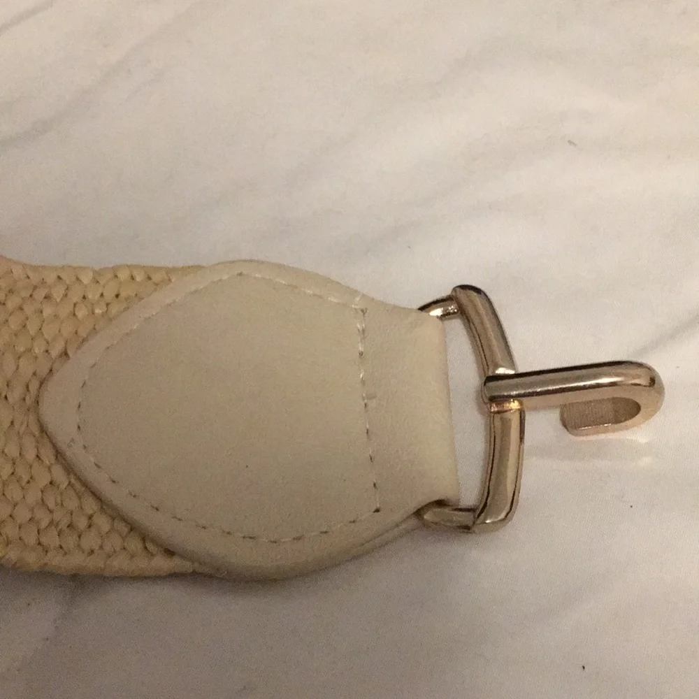 Stretch belts lot of 3 black, cream and animal print vintage